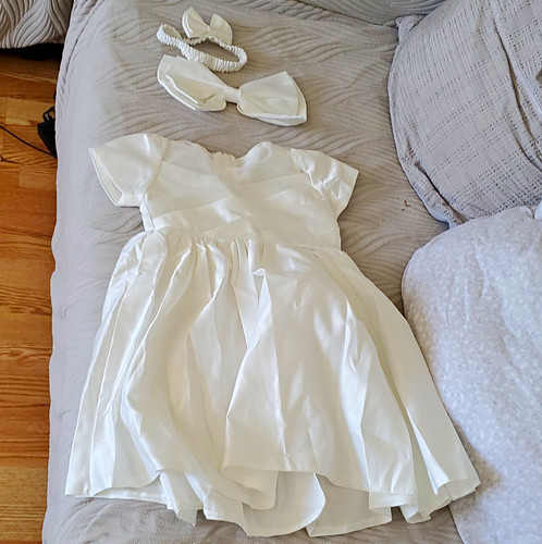 Girls white satin formal - girls,