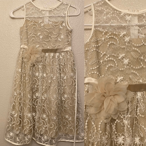 Beige lace overlay long - , skirt