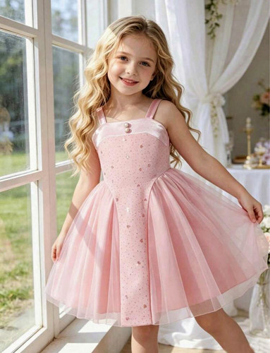 Girls pink tulle formal flower - pink,