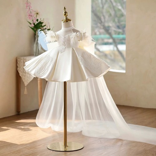 Girls white ball gown formal - gown,