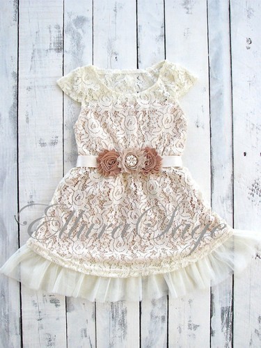 Ivory rustic lace flower girl - rustic,