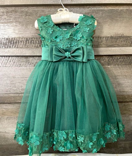Girls emerald green floral - green,