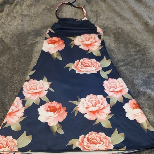 Girls navy pink green floral - navy,