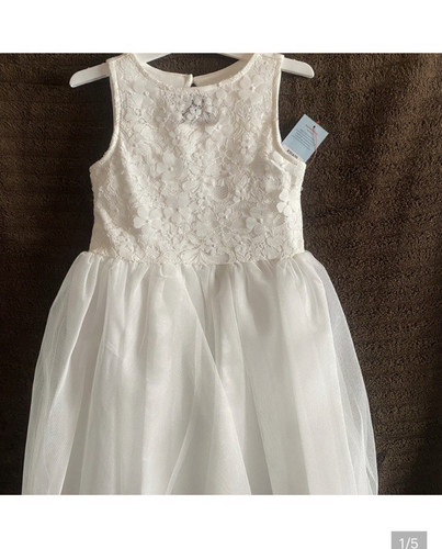Girls white lace floral fit - floral, &