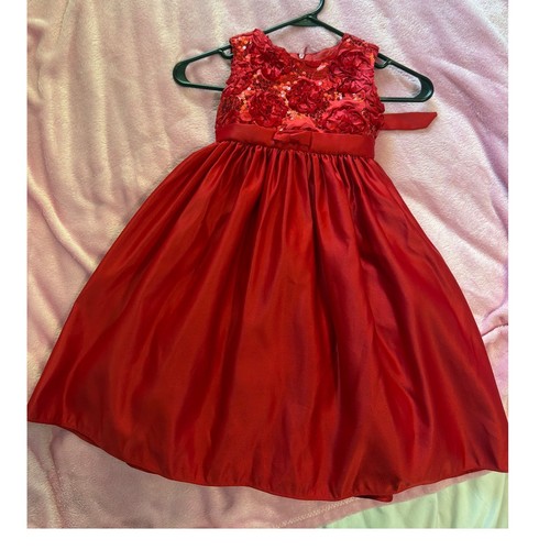 Girls red rosette - rosette, satin
