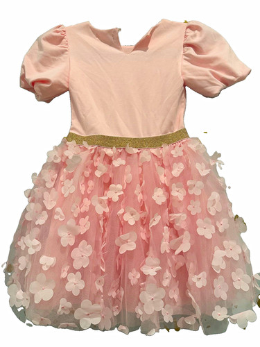 Girls pink floral puff - girls,