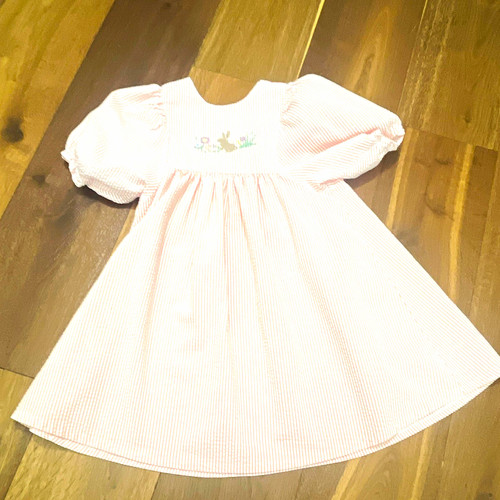 Girls pink white striped - striped, puff