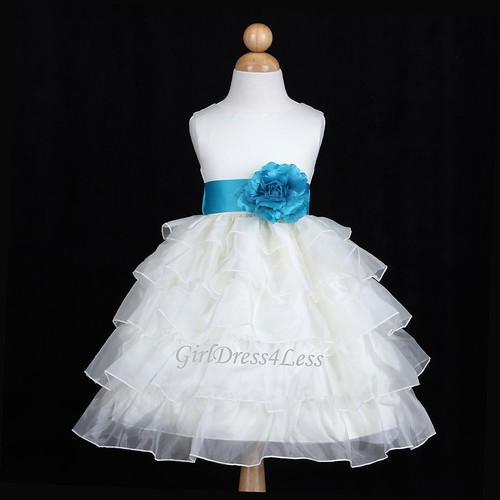 Ivory turquoise blue tiered - ivory/turquoise,