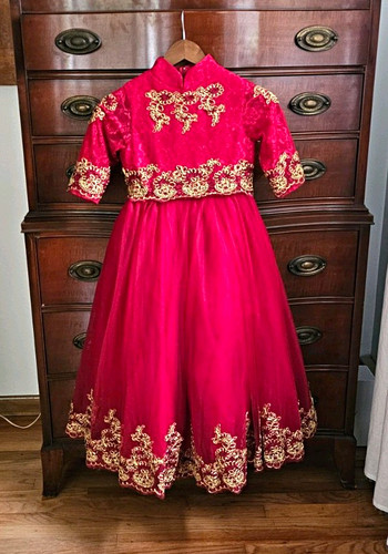 Geyaner girls red gold - girls, lace