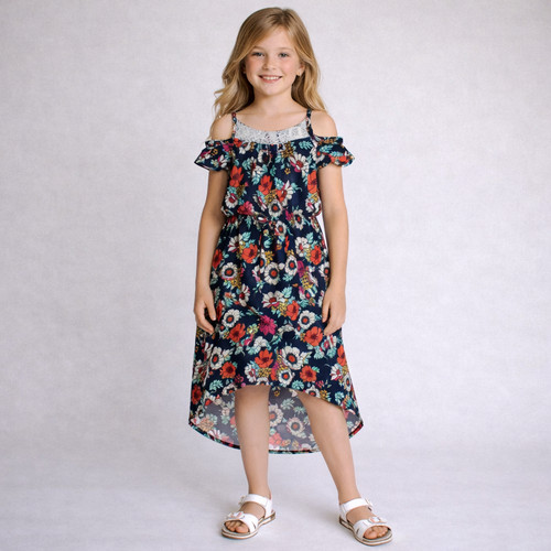 Paper doll girl - girl's, floral