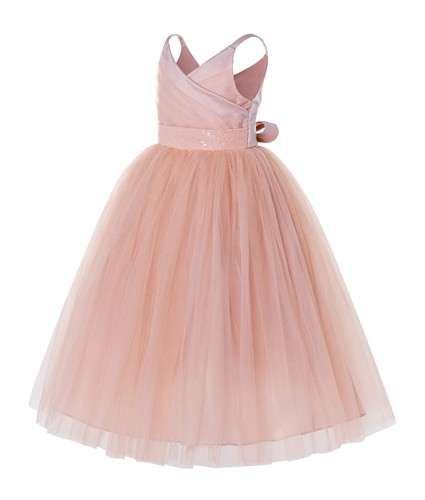 Neck tulle flower girl dress - tulle,