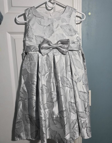Girls silver floral jacquard - silver,