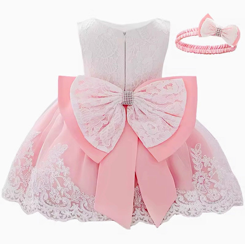 Girls pink white lace - girls, formal